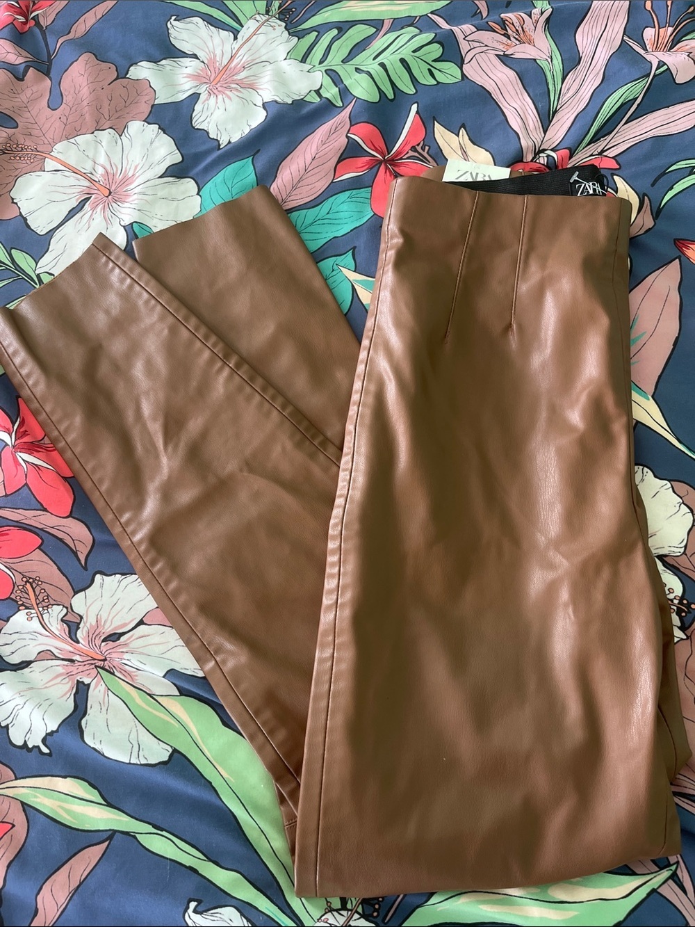 Zara Chocolate Brown Faux Leather Pants